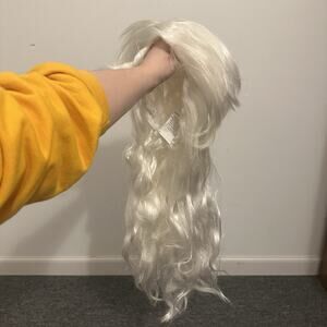 Long Platinum Blonde White Synthetic Costume Wig 20”